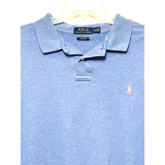Ralph Lauren Polo Shirt Light Blue XL TG Short Sleeved Custom Fit Horse Logo - Picture 2 of 5